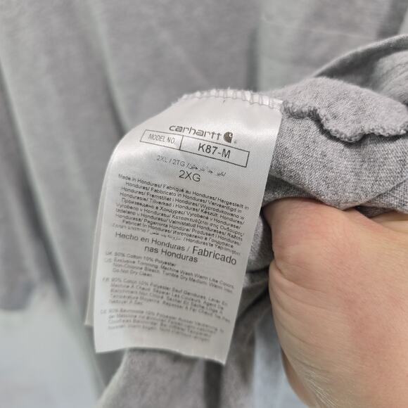 Carhartt T Shirt Mens 2XL Gray Pocket Loose Fit Short Sleeve K87 M Heavyweight - Picture 8 of 11